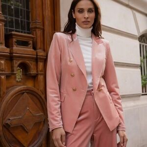 Pink/salmon Velvet Blazer Pants